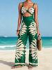 1011 New One-piece Swimsuit Women's Two-piece Set Printed Sunscreen Trousers Swimsuit European and American Vacation Swimsuit