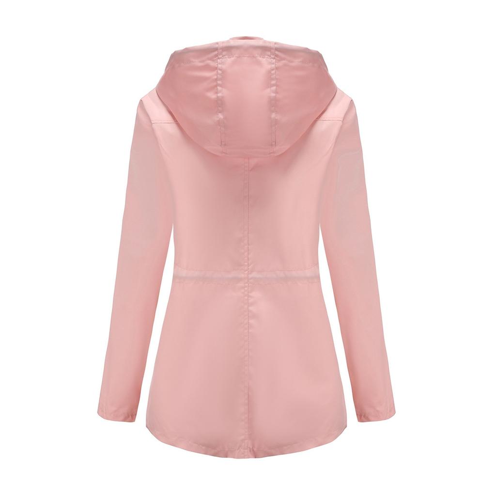 Women's Fashion Solid Color Mid-Length Hooded Long Sleeve Casual Cardigan Jacket