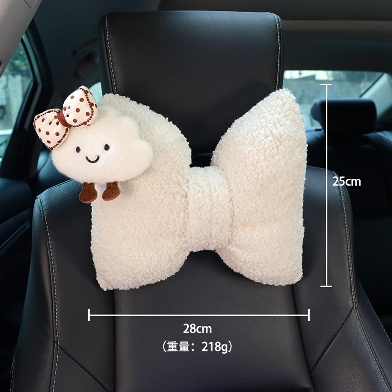 1 buc. Perna de Gât pentru Tetieră Auto Desen Animat Universală Drăguță Nor Confortabilă Pluș în Formă de Fundă Perne Auto Suport Spate Perna Interior