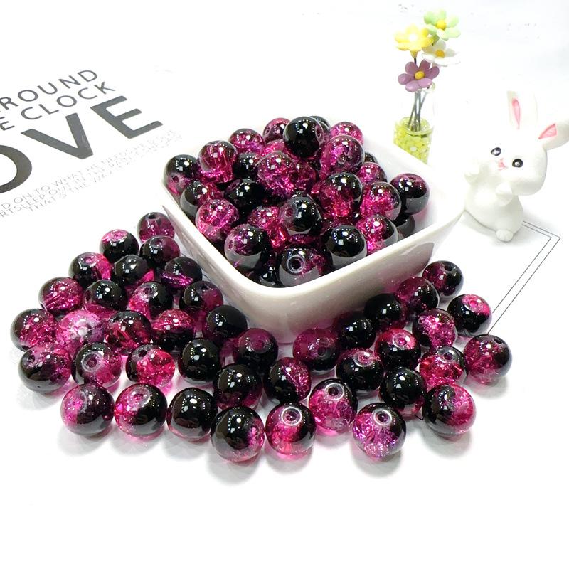 10mm Crackle Glass Round Beads, Loose Spacer Beads DIY Accessories for Bracelet Making 50pcs