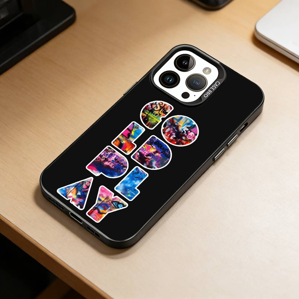 Band C-Coldplay Handyhülle Für iPhone 17,16,15,14,13,12,11 Plus,Pro Max,XS,Bunte Silber Schwarz Hülle
