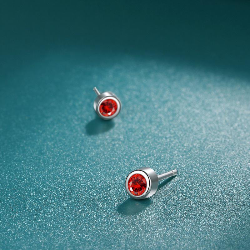 Red Zircon Simple Stud Earrings for Women, Niche and Versatile, Simple and Small Fashion Design, Earrings Temperament for Women
