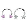 2 Stück 16G Edelstahl Schmetterlingsscharnier Septumring BCR Hufeisen Knorpel Daith Helix Rook Muschel Piercing Schmuck