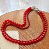Retro Natural Agate Niche Pigeon Blood Red New Year'S Red Chalcedony Double-Layer Multi-Wearing Necklace