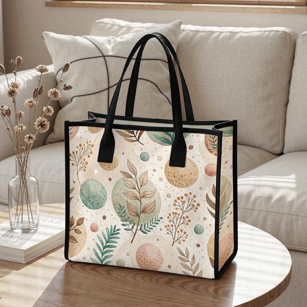 Elegant Floral Pattern Large Capacity Daily Use Portable Tote Bag for Women Shopping Travel Outdoor Commute