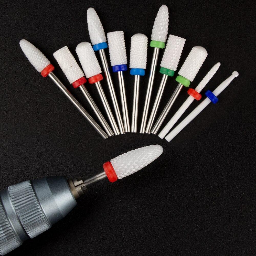 5pcs Milling Cutter For Manicure Set Ceramic Nail Drill Bit Mill Manicure Machine Pedicure Tools for Removing Gel File 3/32 Inch