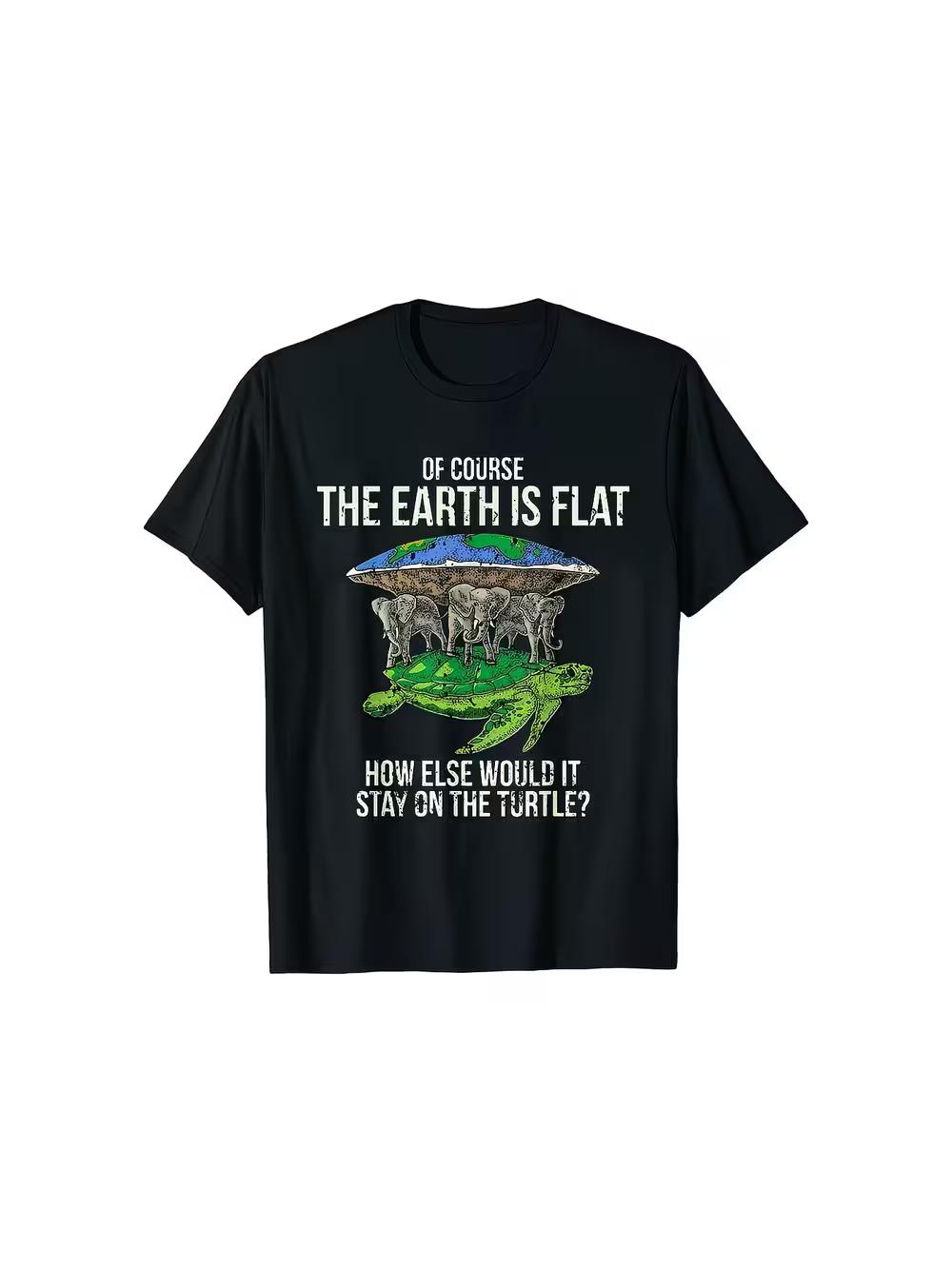 Men s Fun Flat Earth Society T-Shirt- A Novelty T-shirt Featuring a Flat Earth Map and Design. Short-sleeved XXXXL