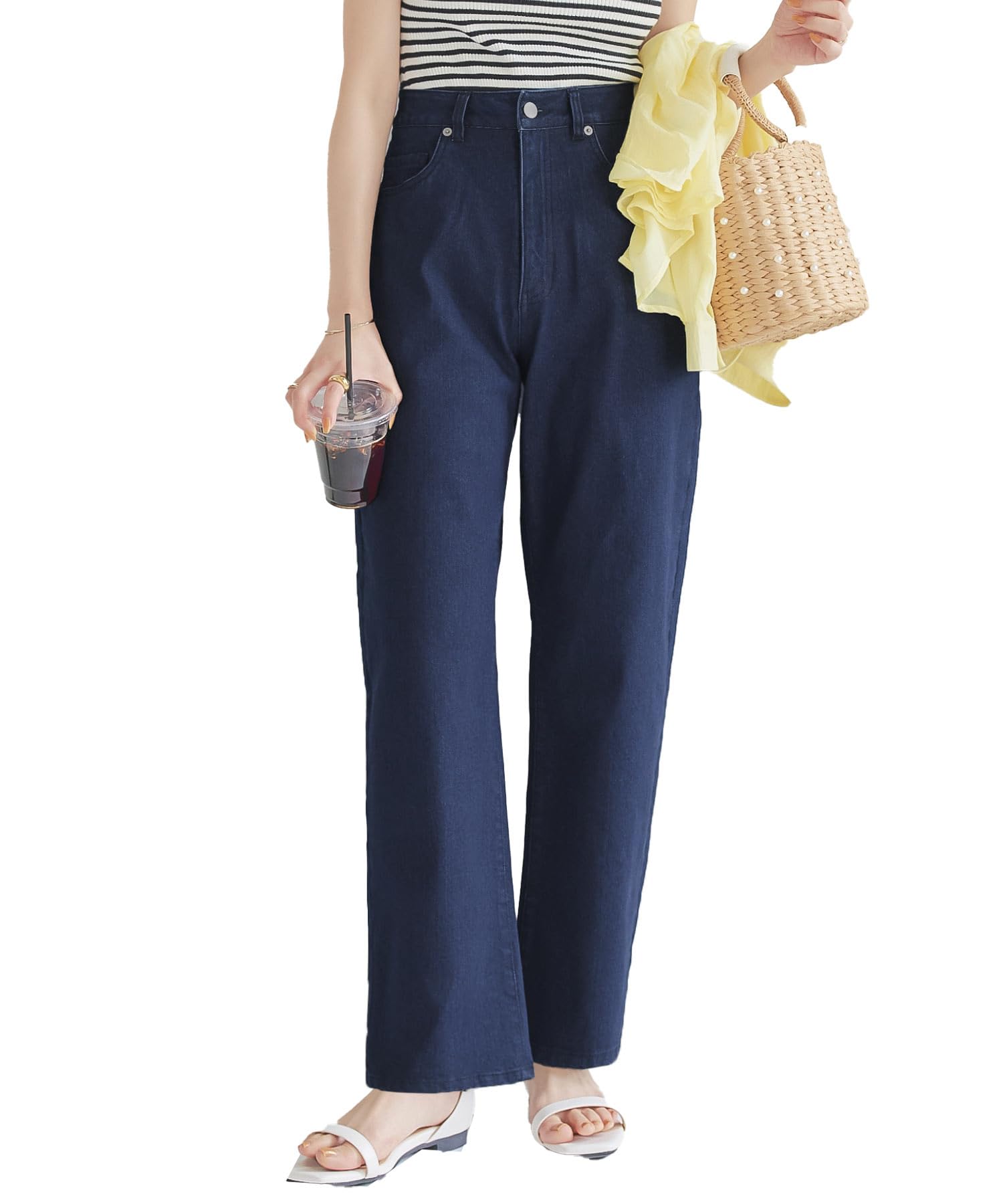 Kobe Lettuce Curve Denim Curve Pants M Indigo - Belly-busting Pants, Pants, Figure-Concealing Jeans, Wide-Leg [M4066] Tall,