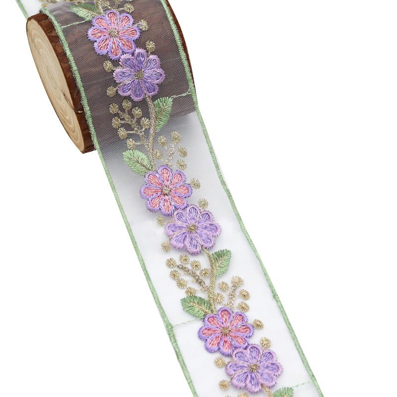 

1 рулон в етнічному стилі, ручної роботи, 10 ярдів, вишивка з органзи, мереживний одяг, оздоблення квітковою стрічкою