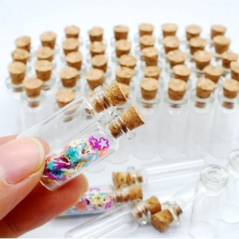 5Pcs Creative Design Mini Clear Crystal Jars Lovely Cork Stoppers Glass Bottles Suitable Candles Essential Oils Decor DIY Craft