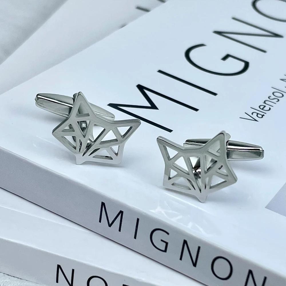 

Unique Cufflinks for Men Fox French Shirt Cufflink Silvery High Quality Stainless Steel Jewelry Men s Birthday Gifts Wholesale