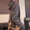 Pulover cu glugă pentru femei de toamnă Stil leneș Cardigan moale tricotat Îmbrăcăminte exterioară simplă, uni