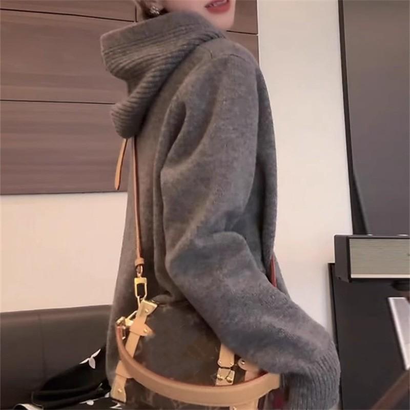 Pulover cu glugă pentru femei de toamnă Stil leneș Cardigan moale tricotat Îmbrăcăminte exterioară simplă, uni