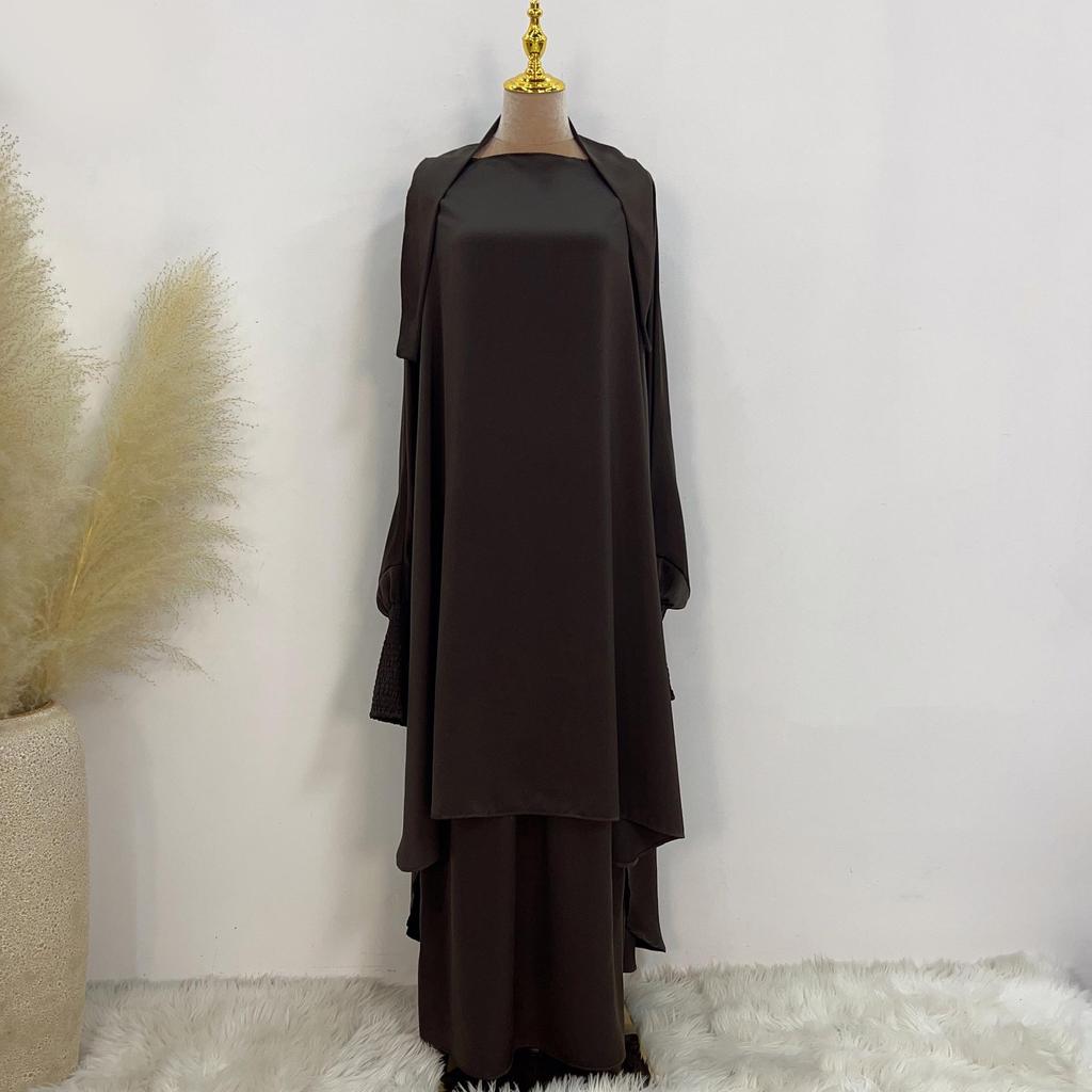 Loriya 2023 Solid Color Streetwear Swing Robe Dress Set - LR618