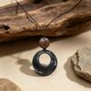 Retro Style Black Circle Pendant Necklace Women's Old Money Style Daily Fashion Sweater Chain Simple Versatile Autumn Winter Matching