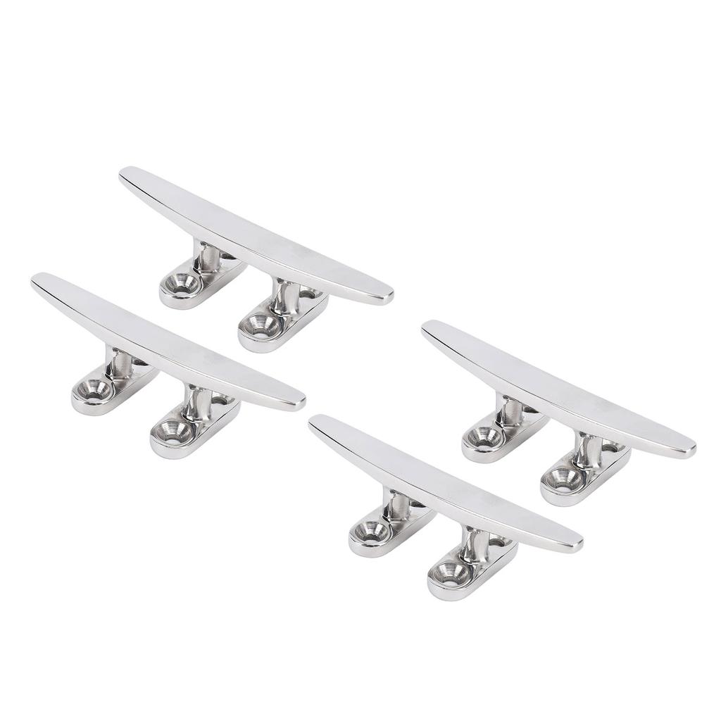 4pcs 4in Boat Tie Down Cleat 316 Stainless Steel Polished Dock Cleat Deck Rope for Speedboat Yacht