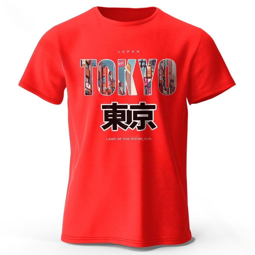 Tokyo Printed Fashion Forward 100% Cotton T-Shirt, Ultra Soft Round Neck Short Sleeve Tee, Perfect for Men & Women