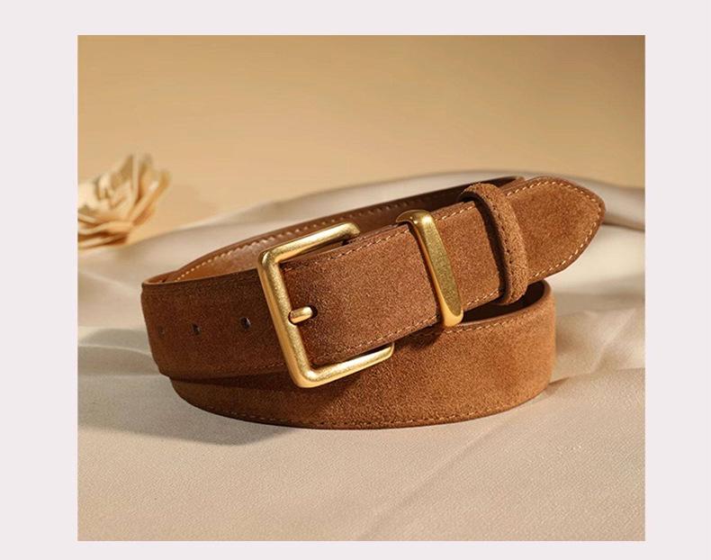Women's Genuine Leather Cowhide Suede High-End Retro Wide Waist Cinch Belt for Jeans and Jackets
