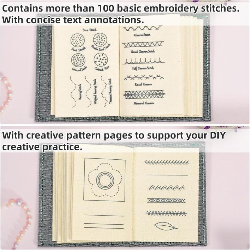 Embroidery Book Stitches Book Portable Sewing Book Handmade Craft Kits Sewing Tool for Various Sewing Techniques