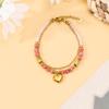 Bohemian Double Layer Natural Stone Beaded Heart Stainless Steel Bracelet For Women