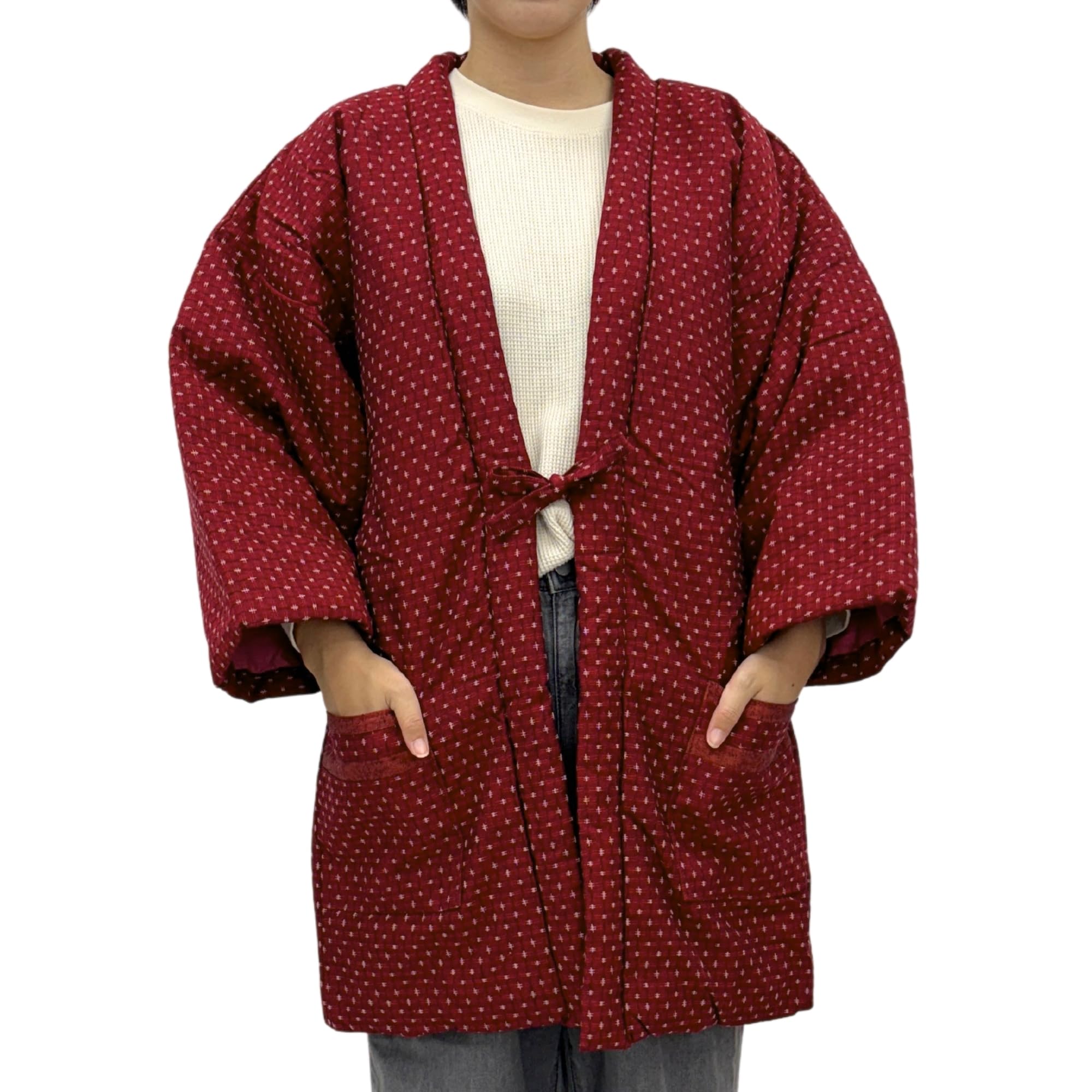 

Хантен в цвете адзуки [Эдотэн] с хлопковой подкладкой (Чанчанко) (Сделано в Японии) Курумэ-ори (Свободный размер)