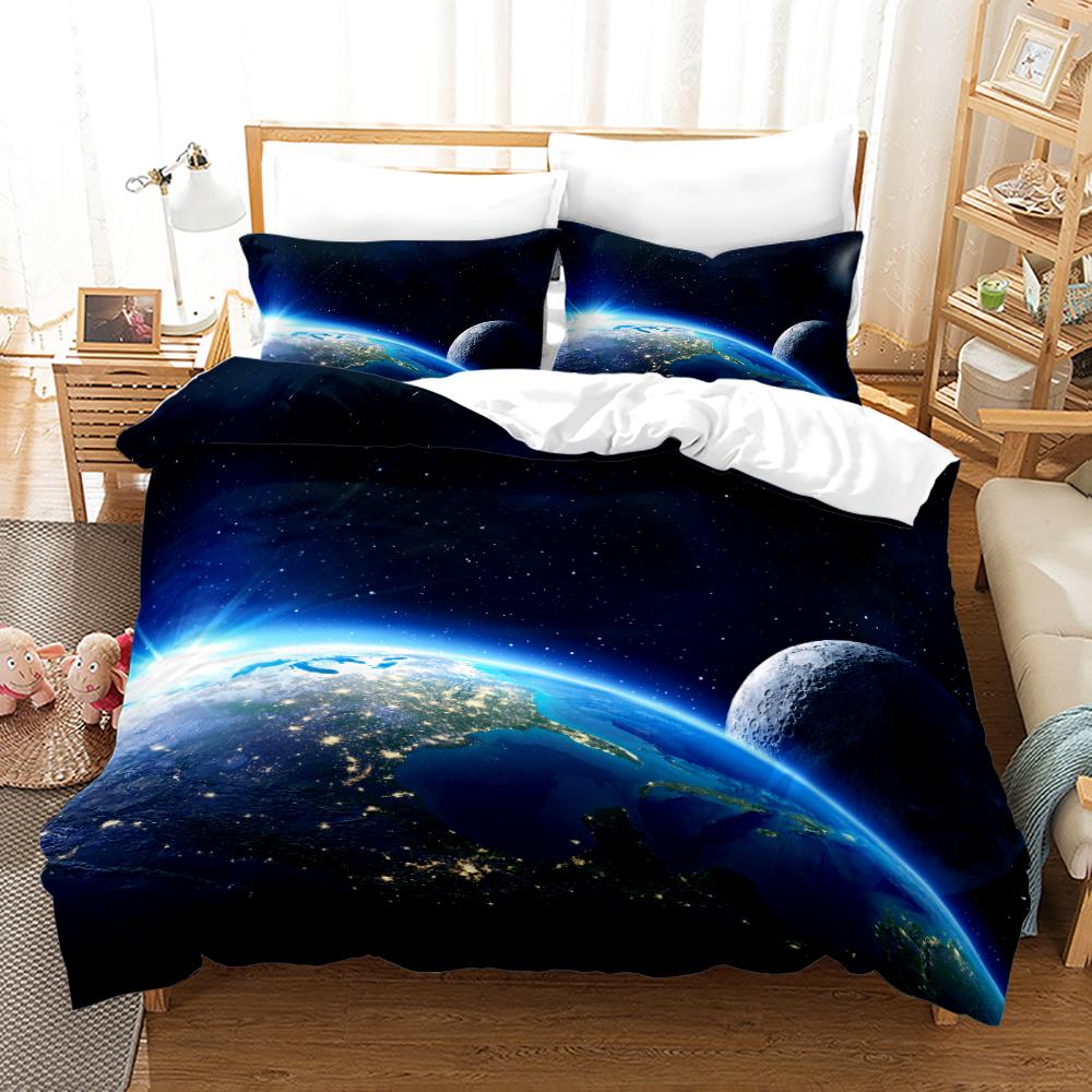 Space Galaxy Bedding Set Bedspread Single Twin Full Queen King Size Sky Milky Way Planet Bed Set Aldult Kid Duvetcover 06