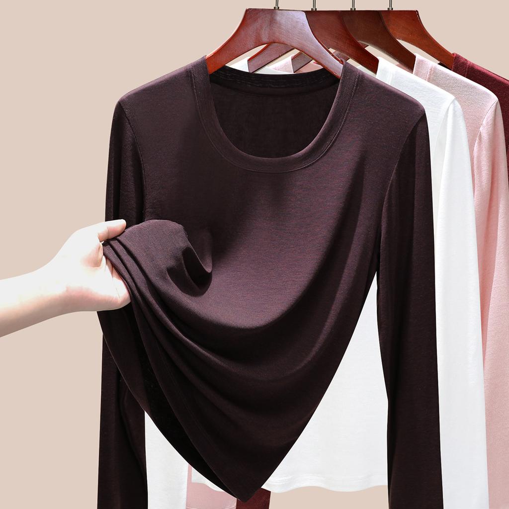 Sports Long-sleeved Women's High-elastic Slim-fitting and Thin Tencel Wool Bottoming Shirt, New In Early Autumn