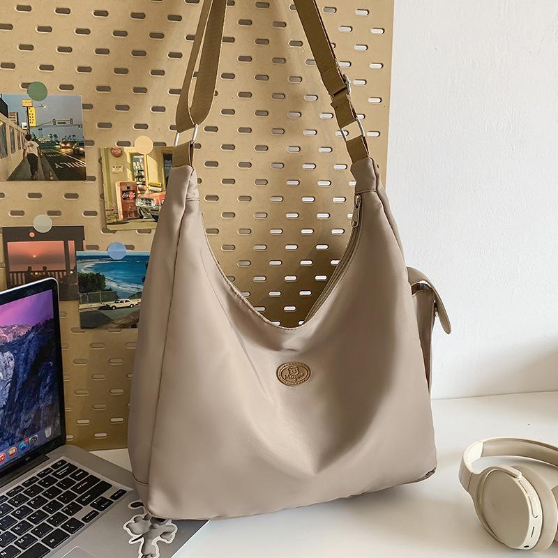 Canvas Bag Women's High End Versatile Niche Dumpling Bag Solid Color One Shoulder Crossbody Bag