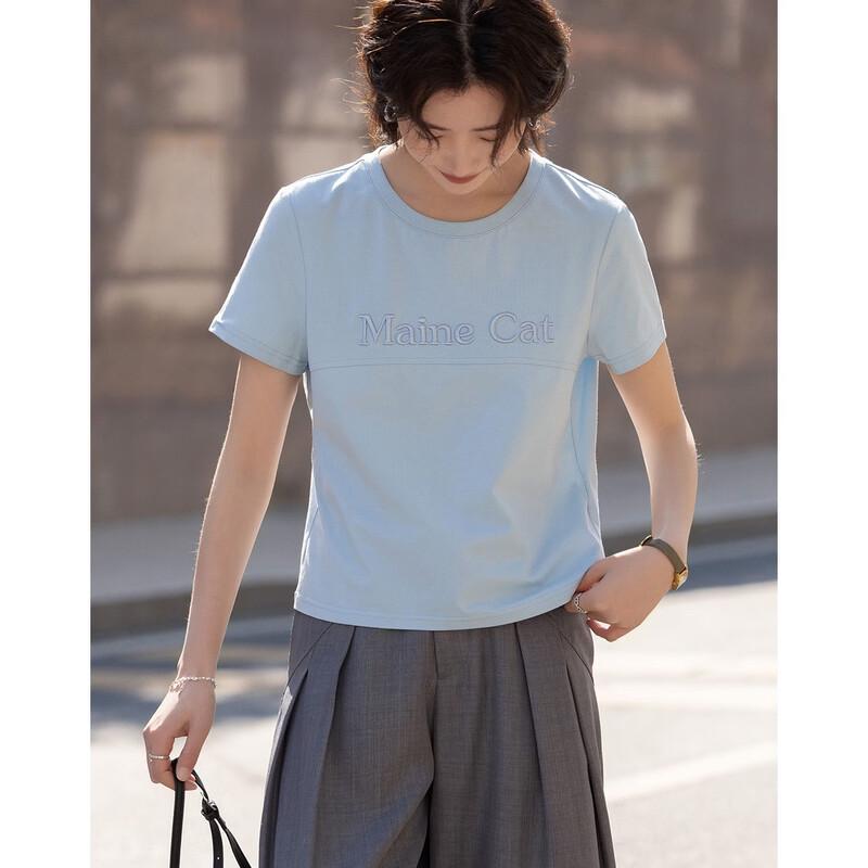 Demana Women's Slim Fit Embroidered Cotton T-Shirt