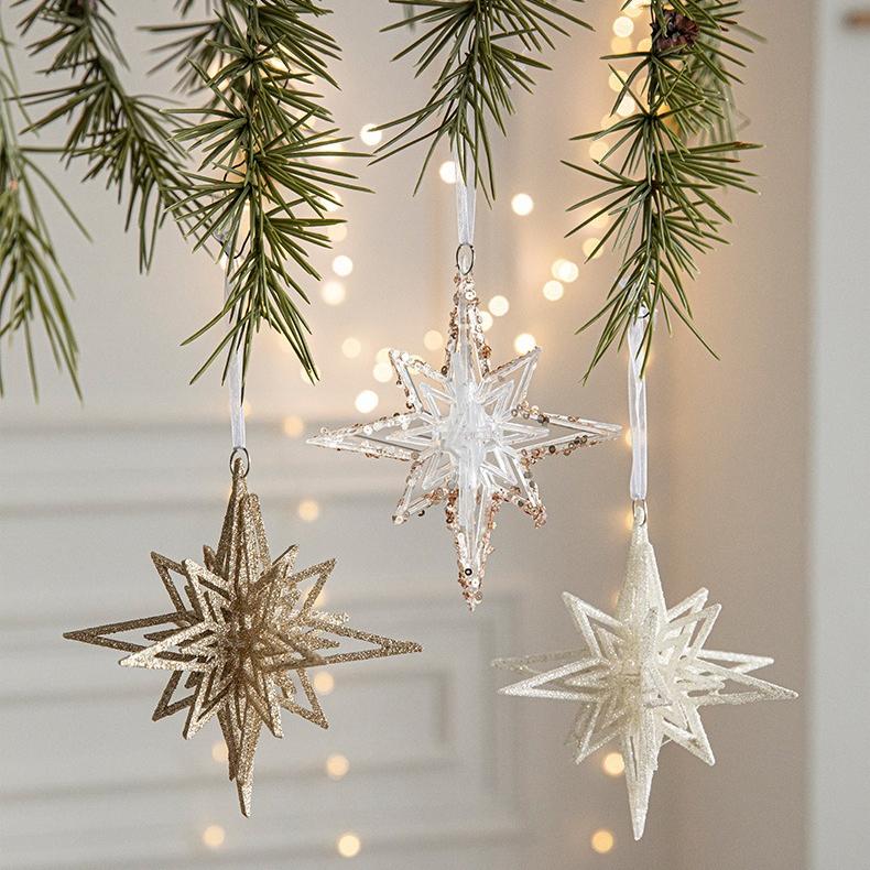 Christmas 3D Star Pendant Christmas Ornament Exploding Star Christmas Tree Pendant Atmosphere Decoration Supplies