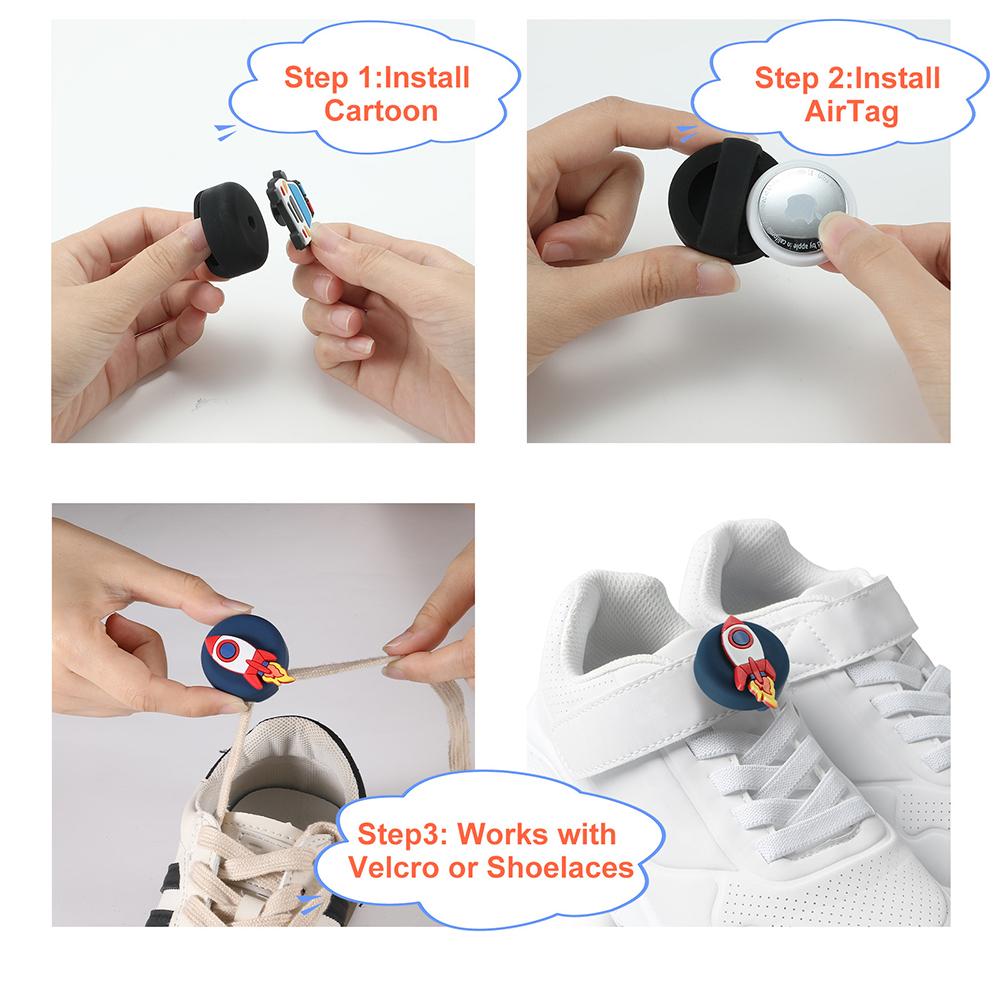 AirTag Halter Hülle für Kinder Schnürsenkel & Bänder Wasserdichtes Silikon GPS Tracker Zubehör für Kleinkind Kinderschuhe Schnürsenkel