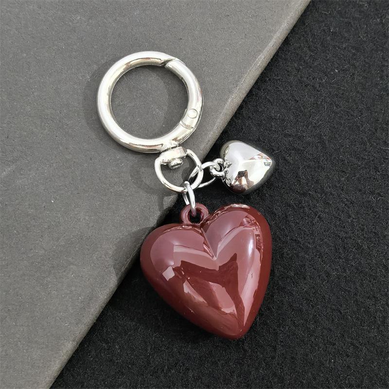 Black Transparent Puffy Heart Charms Keychain Grunge Fashion Bag Backpacks Hanging Ornament Car Key Chain for Women