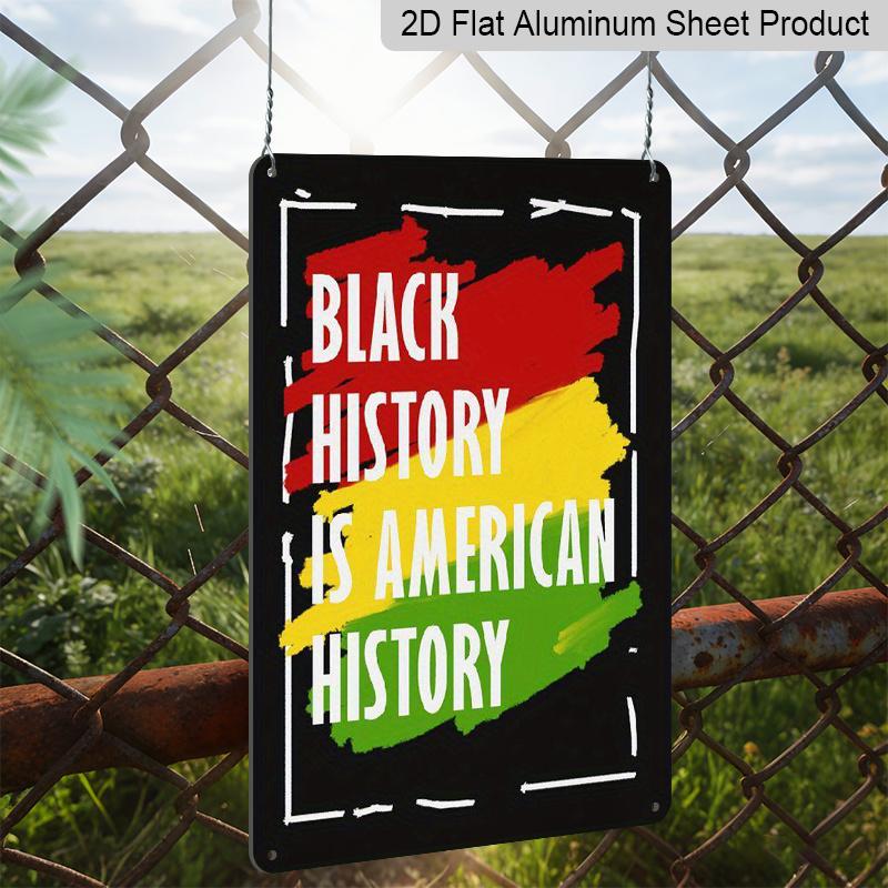 2D Flat 1pc Black Historys Month Raised Fists African Empowerments Aluminium Metal Sign Funny Room Decor for Classroom 7.87 * 11.81inch