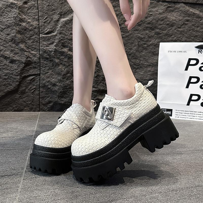 Fashion Designer 9CM High New Autumn Women Weave Leather Sneakers Pumps Platform Casual Shoes Thick Sole Walking Shoes Zapatos Mujer