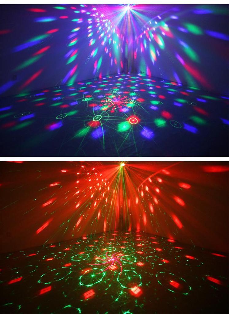 Seven-Color Sound-Activated Rotating Stage Laser LED Magic Ball for Parties & KTV Atmosphere.