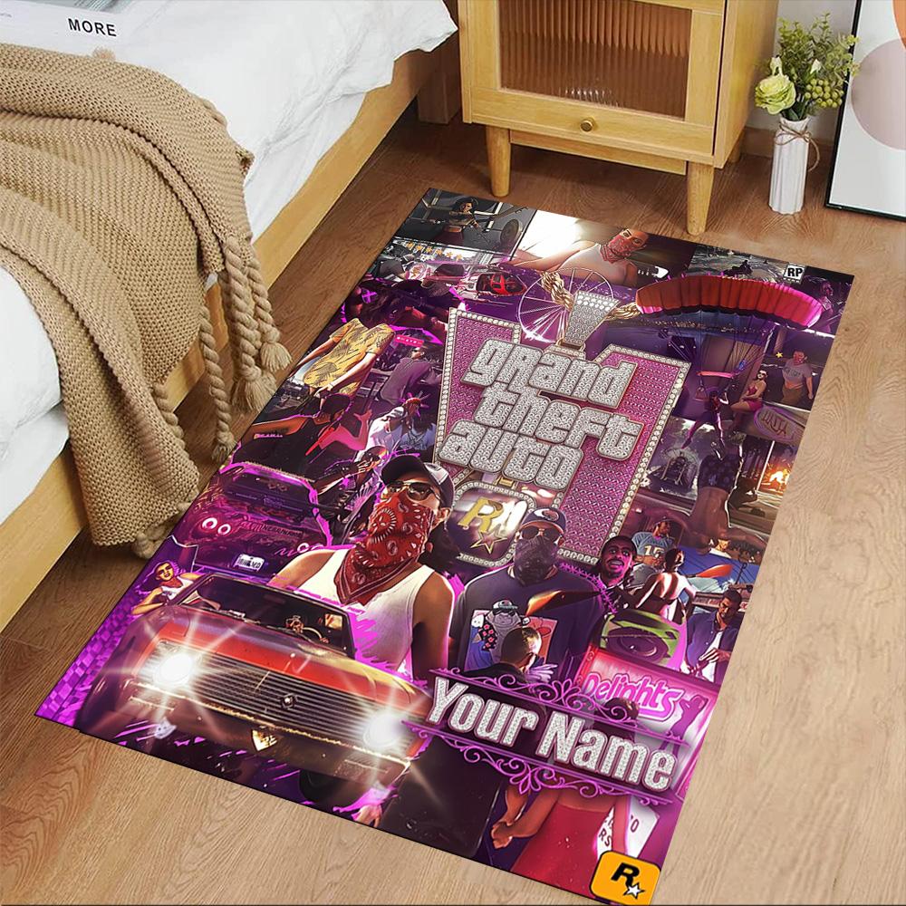 Grand Theft Auto Personalized Text Carpet Design for Balcony Game Room Dining Room Playrooms Antislip Carpet Office home decor