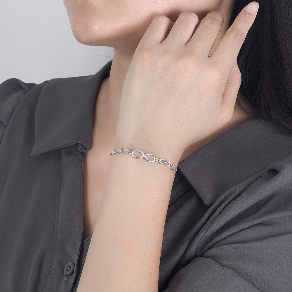 925 Sterling Silver AAA Zircon Infinite Love Fashion Bracelet Gift Jewelry