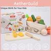 Toy Wooden Kitchen Set Fruits Vegetables Children Pretend Activities Cooking