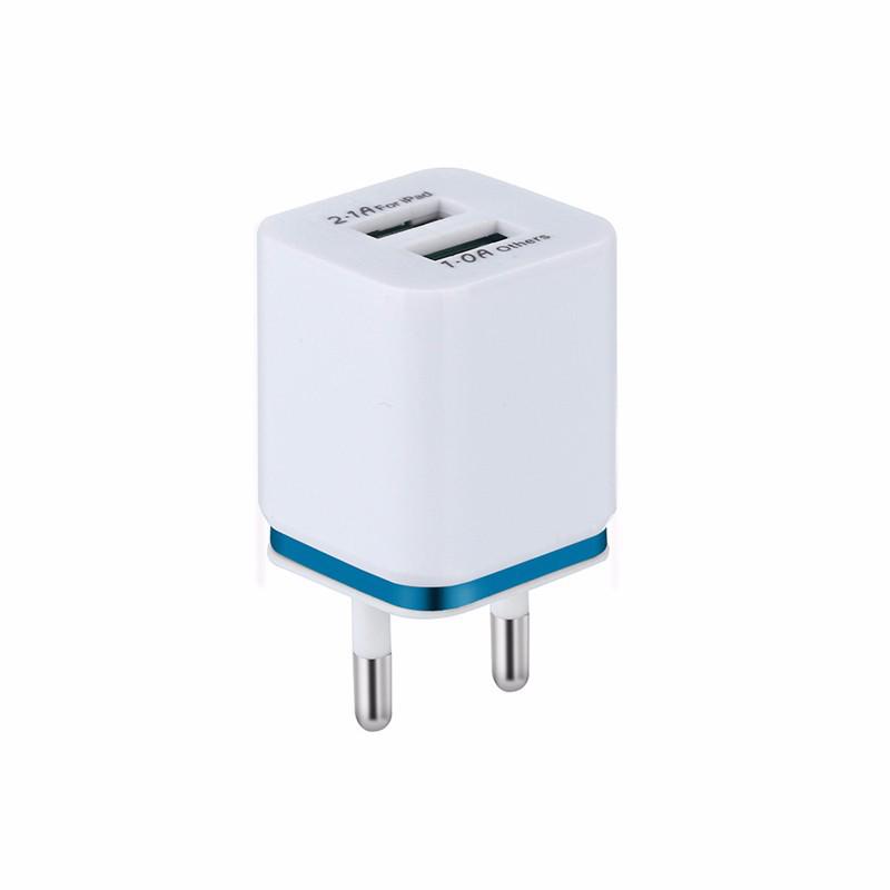 Dual Port 2-USB Mobile Phone Charger with EU/US Plug