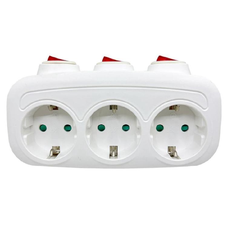 

Multi Device Power Socket With 1 To 3 Expansion And Independent Switches For European And German Socket 1
