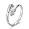 Rinhoo Romantic Love Hug Carved Hand Rings Forever Opening Finger Adjustable Hand Ring For Women Men Fashion Jewelry Gift
