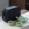 Ru Kiln Ge Kung Fu Tea Set Cloth Bag Portable One Pot Four Cups Ceramic Travel Tea Set Gift
