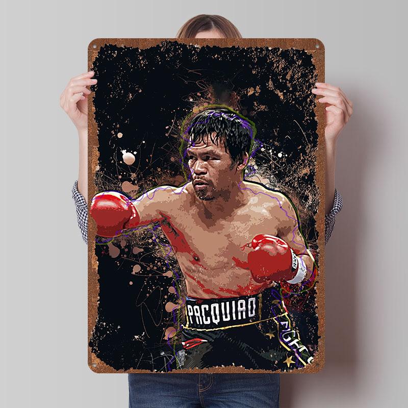

Manny Pacquiao Boxer Metal Posters Custom Vintage Metal Signs Wall Art Retro Tin Plaque for Man Cave Home Decoration Gaming Room 7.9x11.8In(20x30cm)
