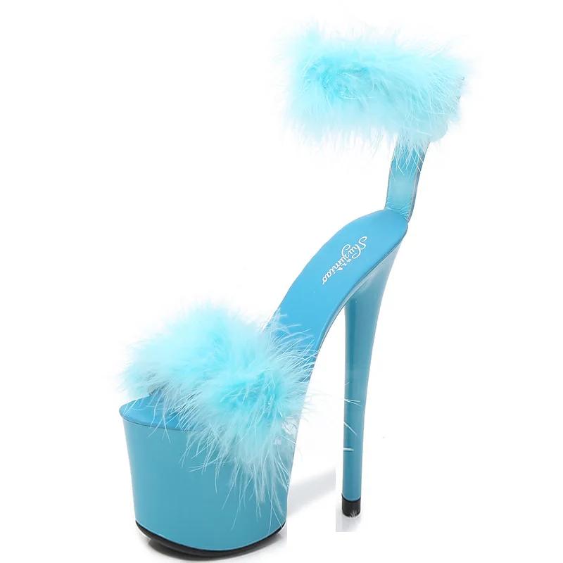 Fashion Slippers 20cm extra high heels, thin heels, sexy waterproof platform, hating the sky, super high slippers women's summer sandals