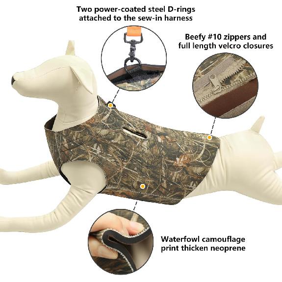 HUNTPAL Hunting Dog Vest Harness Parka for Large Dogs, Soft Padded Reflective Adjustable No Pull Pet Coat with Lift Handle and Leash Clip for Walking