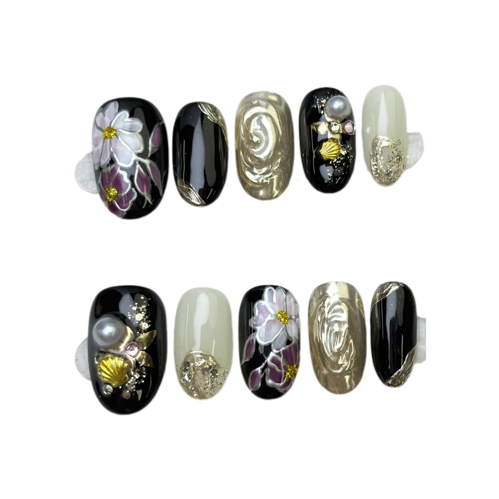 

Floral Tinkerbell Cat Eye Handmade Removable Nails – Fresh Design Large