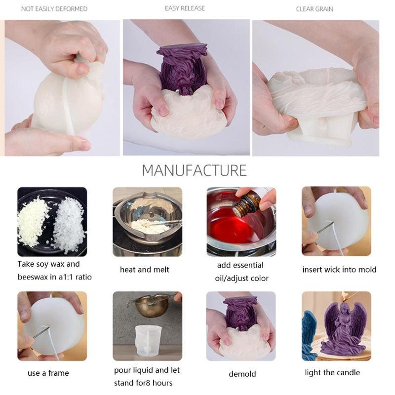 Flower Embossed Moon Silicone Molds Candle Making Tool for Handmade Candle Soap Home Decoration Epoxy Resin Craft
