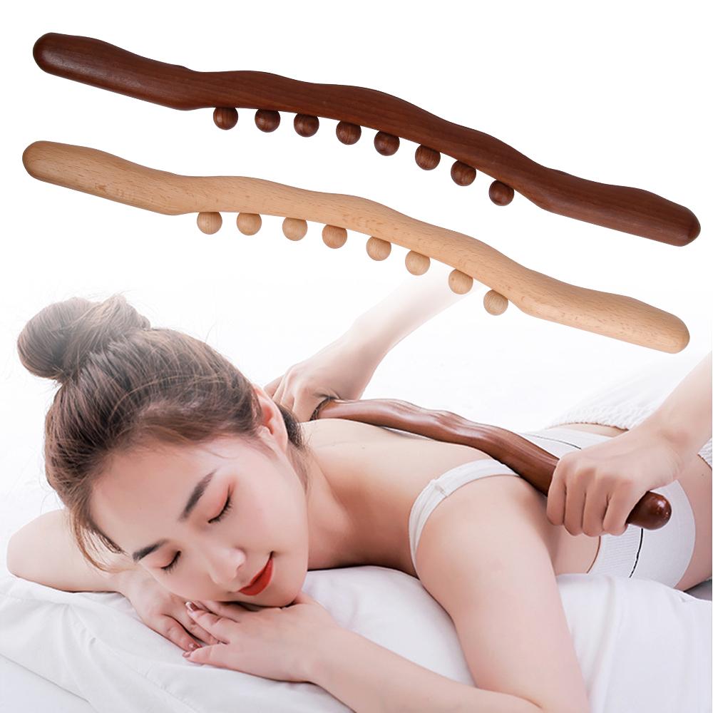 Wooden Gua Sha Stick Body Massage Tool  Abdomen Cellulite Massager For Backpain Relief Wood Therapy Massage Cup 8 Beads Handheld