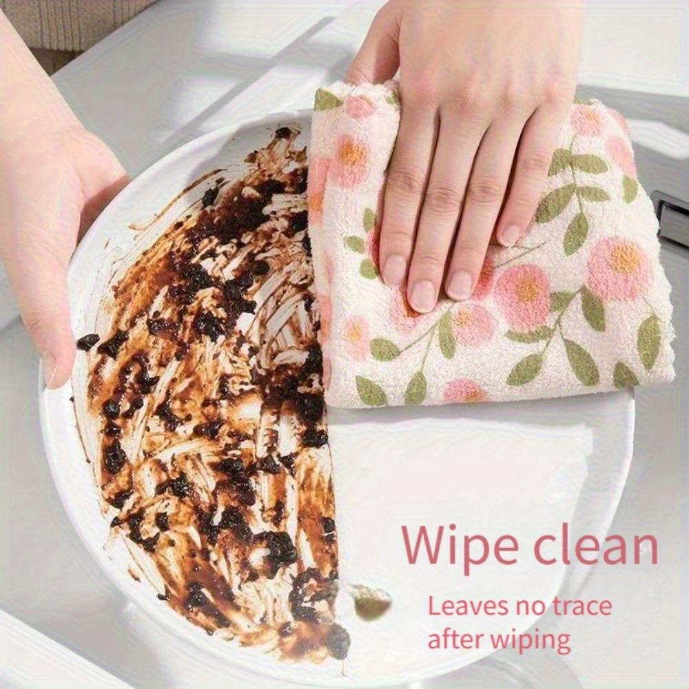 30/1 Pack Purple Pink Floral Kitchen Cloths, Thick Large Oil-proof Water Absorbent Dish Towels Household Cleaning Wipes