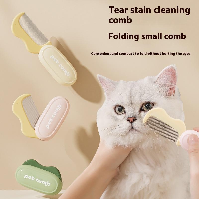 Pet Folding Facial Cleaning Comb Removes Tear Stains Row Comb Portable Dog Hair Repair Scissors Cat Hair Comb Pet Clean Supplies